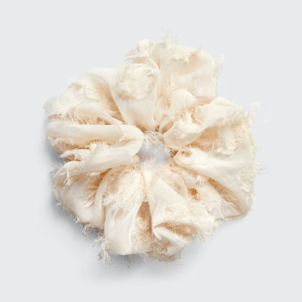 💥5/$30 - Kitsch Brunch Scrunchie with Frayed Linen Cream - New With Tags!!